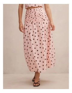 Rosella Polka Dot Ruched Skirt in Pink