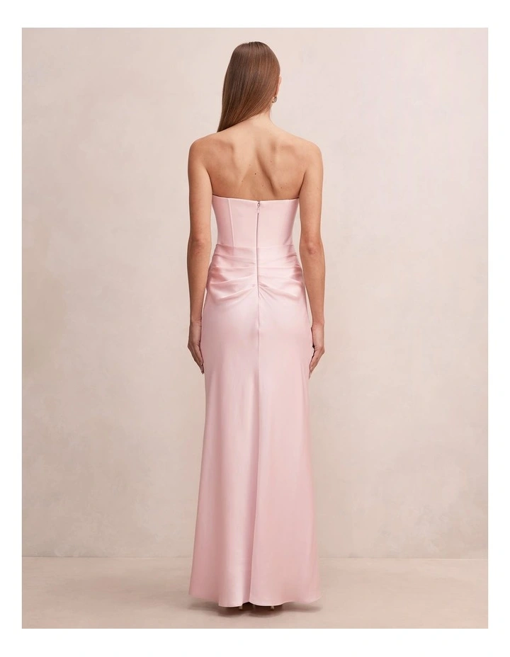 Isra Drape Strapless Maxi Dress In Pink image 2