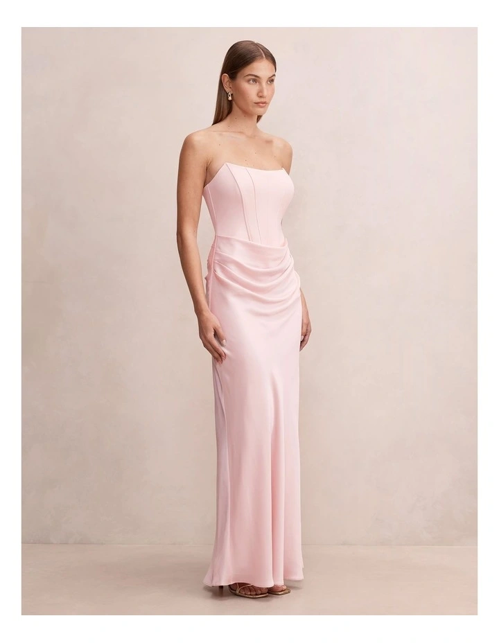 Isra Drape Strapless Maxi Dress In Pink image 3