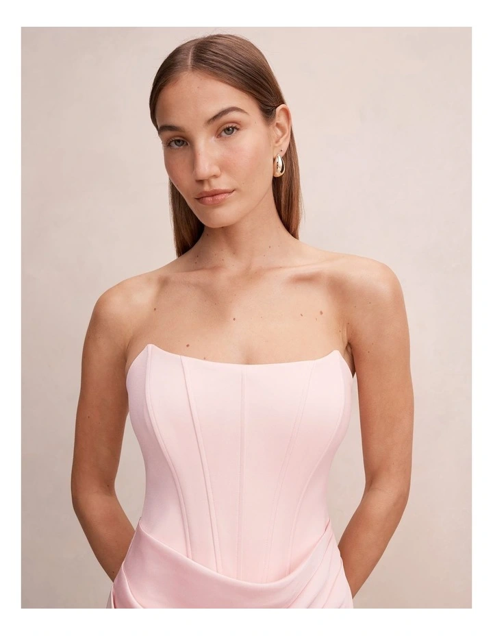 Isra Drape Strapless Maxi Dress In Pink image 4