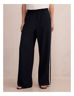 Chloe Side Striped Wide Leg Pants in Navy