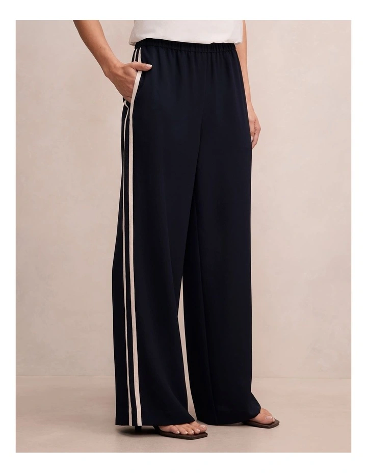 Chloe Side Striped Wide Leg Pants in Navy image 3
