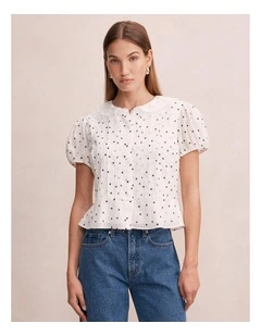 Cece Peplum Blouse in White