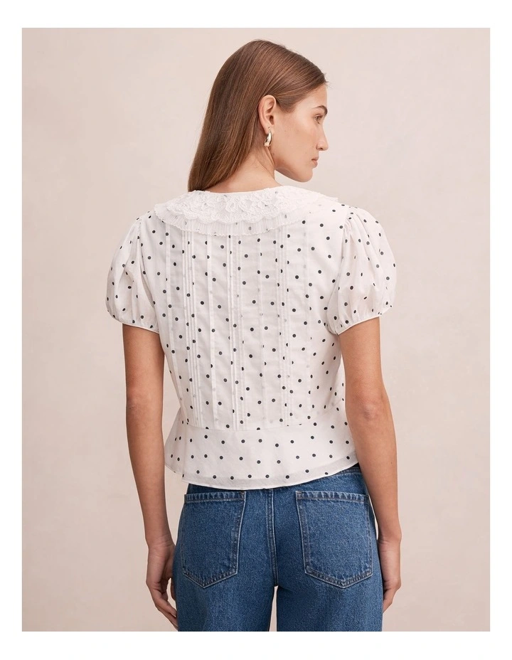Cece Peplum Blouse in White image 2