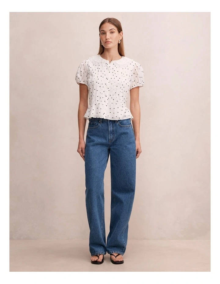 Cece Peplum Blouse in White image 5