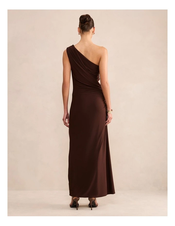 Kiana Draped Bandeau Maxi Dress in Brown image 2