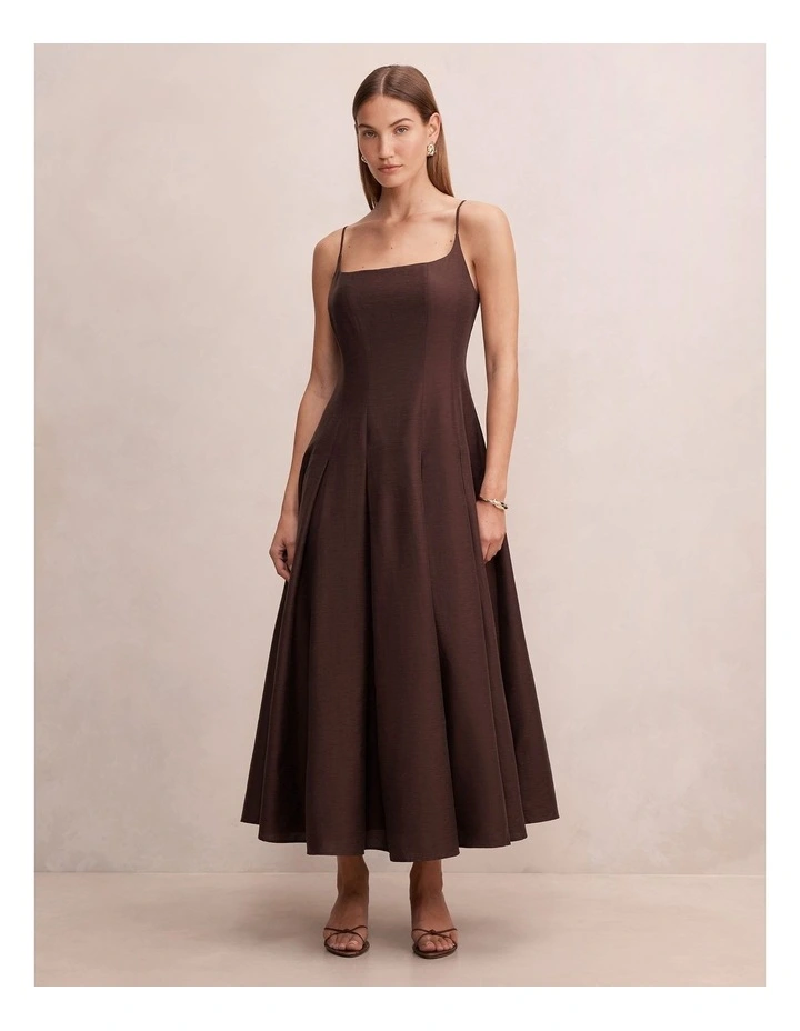 Emery Panel Midi Dress In Brown image 1