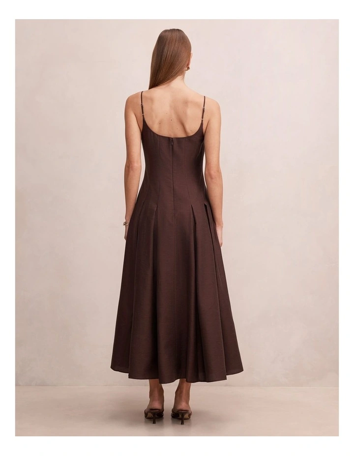 Emery Panel Midi Dress In Brown image 2