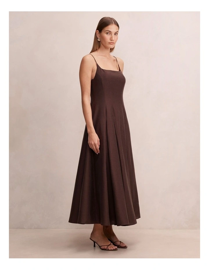 Emery Panel Midi Dress In Brown image 3