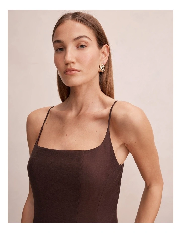 Emery Panel Midi Dress In Brown image 4
