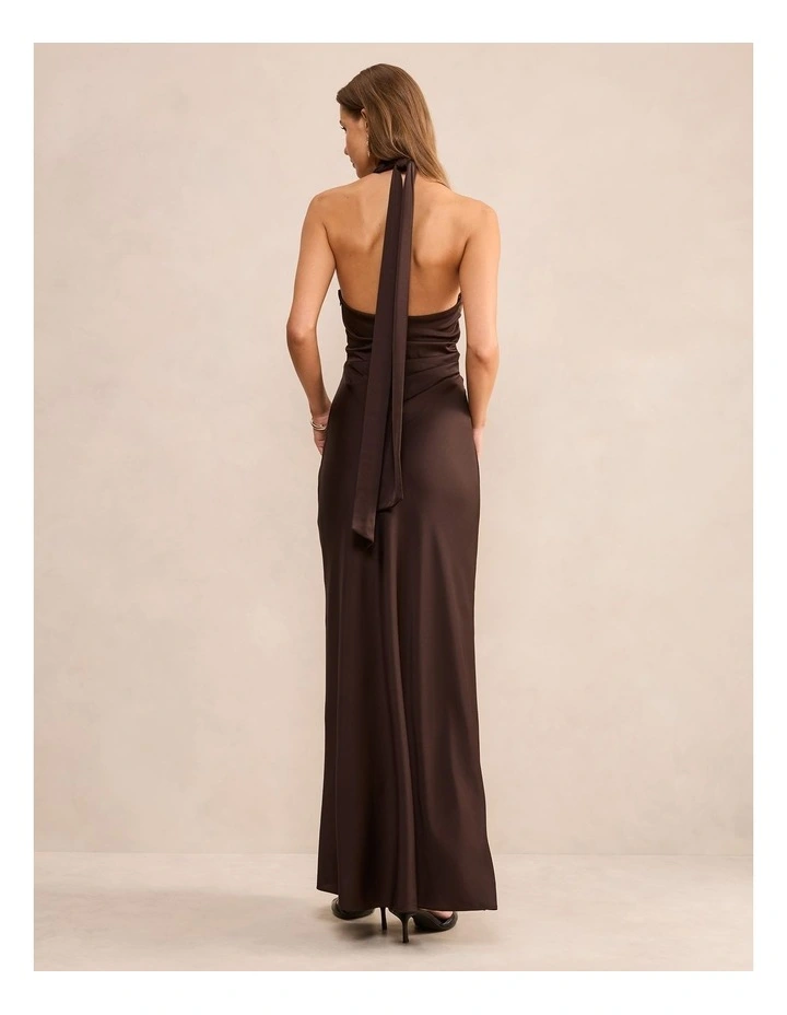 Mariposa Halter Neck Maxi Dress in Brown image 2