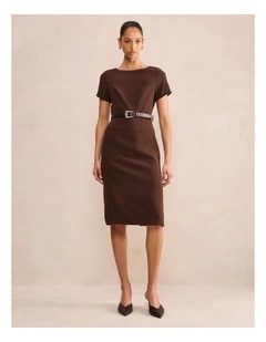 Georgina Knee Length Midi Dress in Chocolate