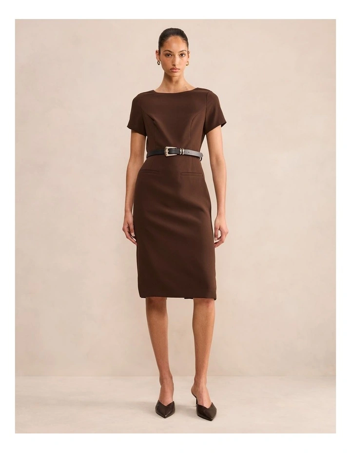 Georgina Knee Length Midi Dress in Chocolate image 1