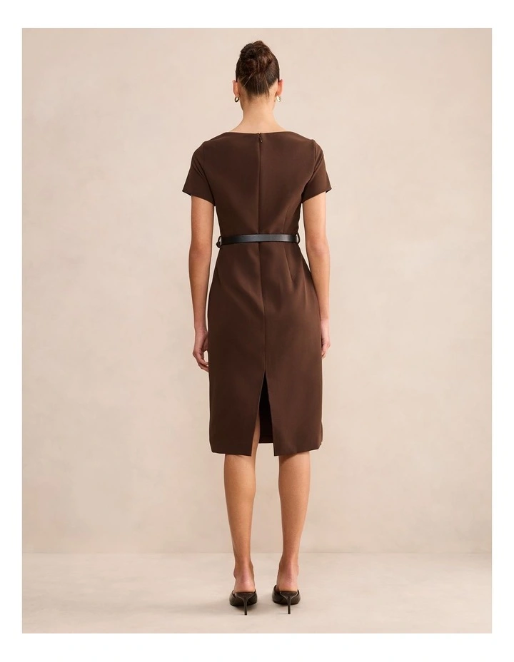 Georgina Knee Length Midi Dress in Chocolate image 2