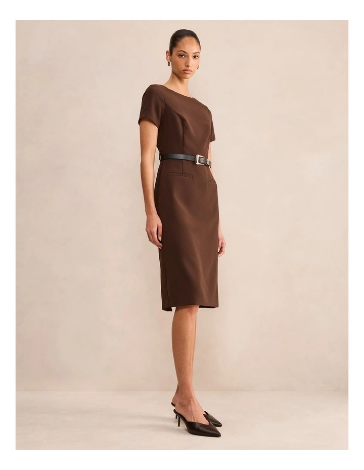 Georgina Knee Length Midi Dress in Chocolate image 3