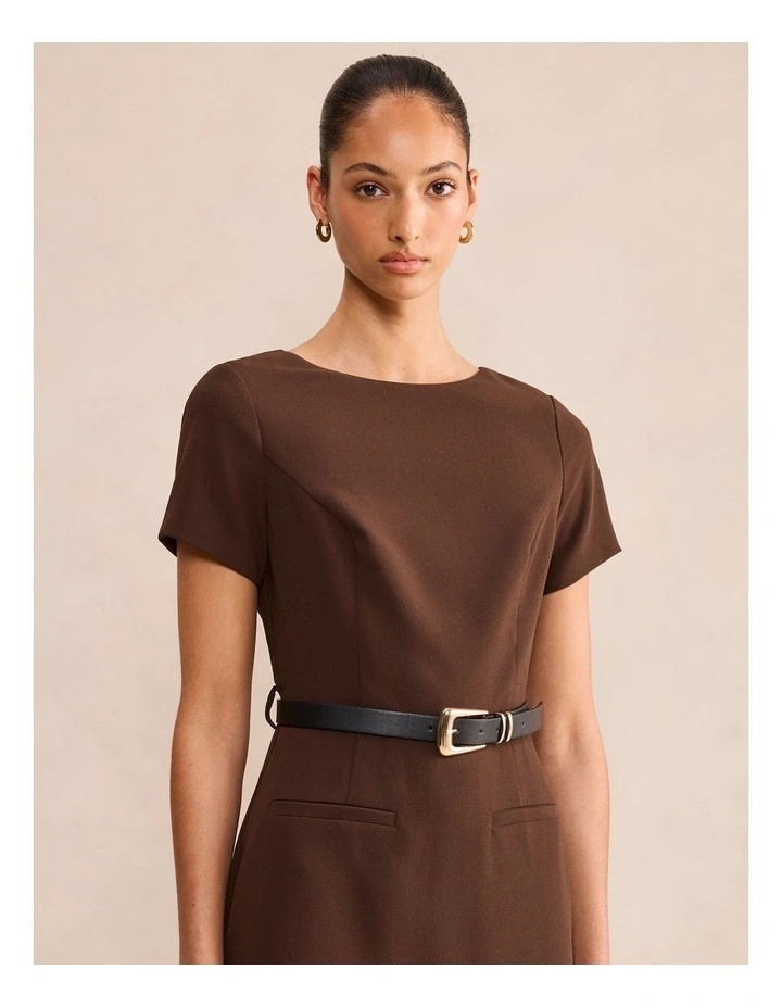 Georgina Knee Length Midi Dress in Chocolate image 4