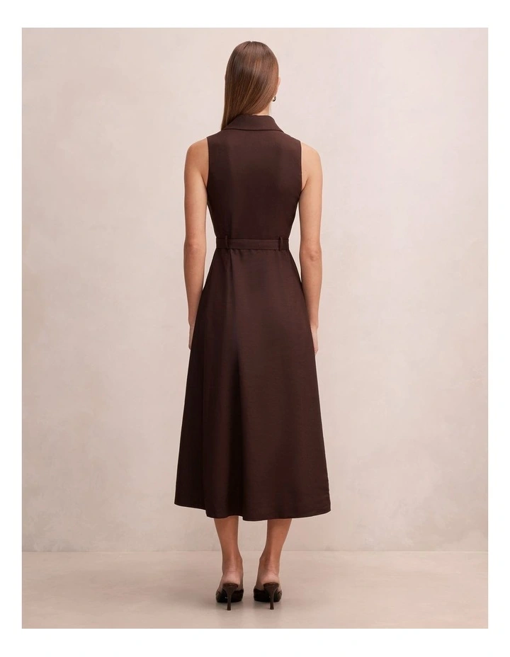 Phillipa Collared Button Midi Dress in Brown image 2