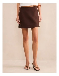 Lydia Linen Blend Skorts in Brown