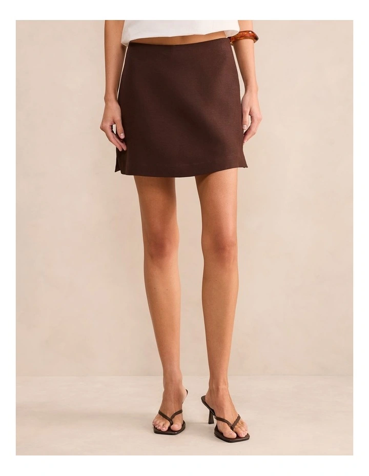 Lydia Linen Blend Skorts in Brown image 1