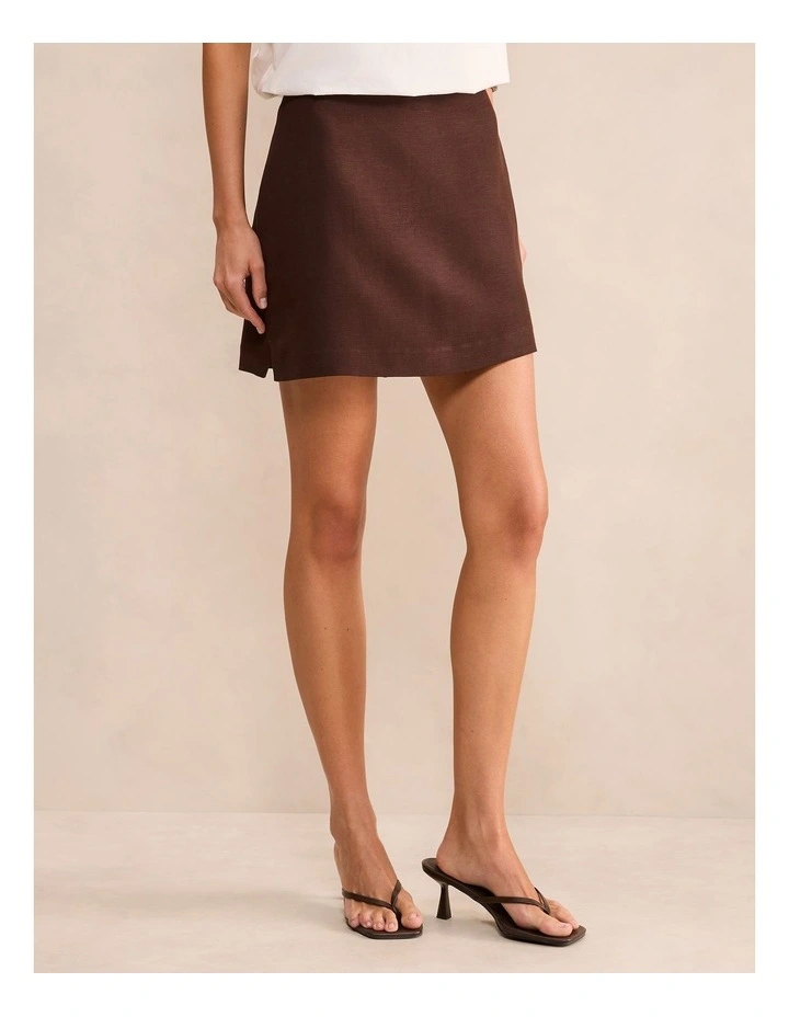 Lydia Linen Blend Skorts in Brown image 3