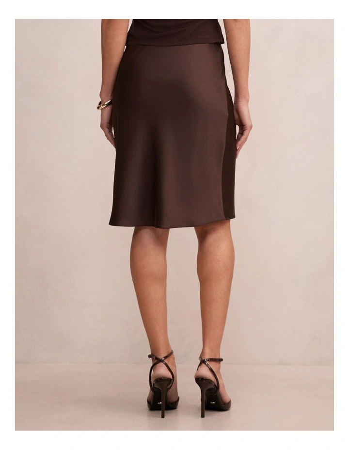 Selena Satin Skirt in Brown image 2