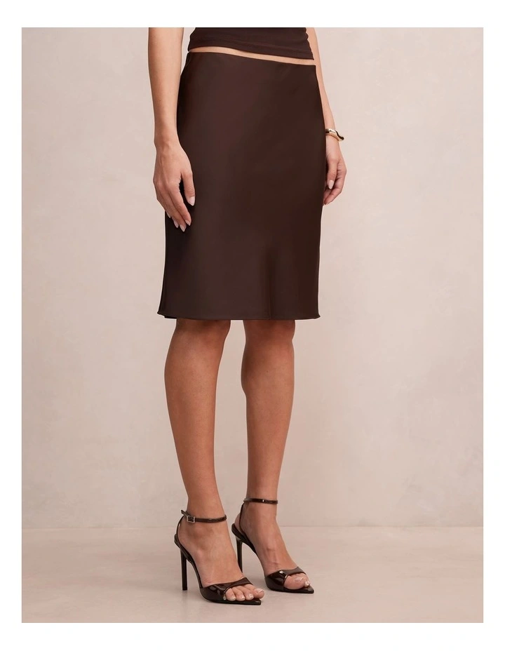 Selena Satin Skirt in Brown image 3