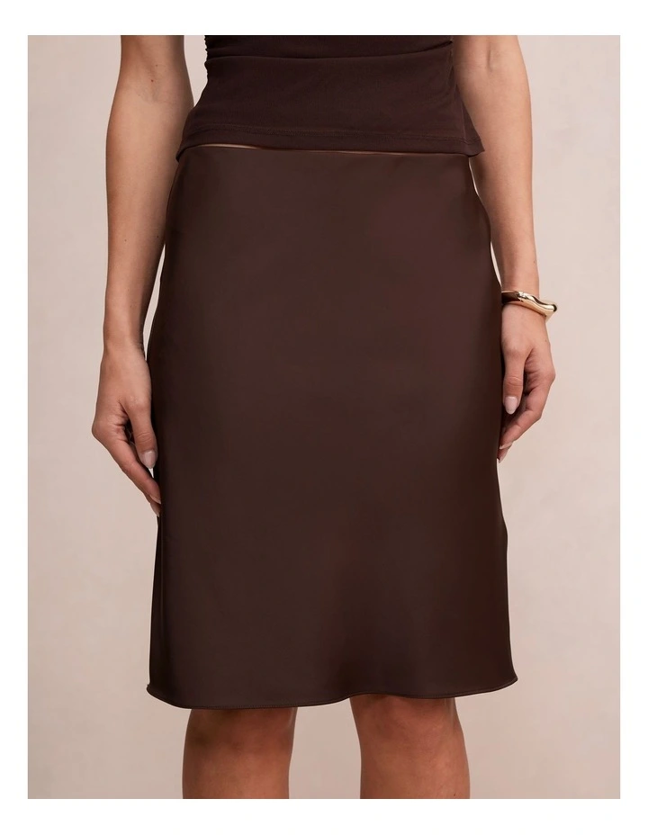 Selena Satin Skirt in Brown image 4