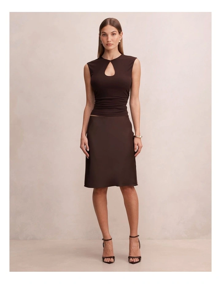 Selena Satin Skirt in Brown image 5