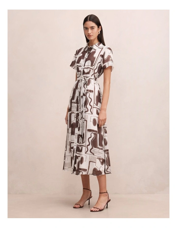 Joy Short Sleeves Midi Dress in Multi image 3