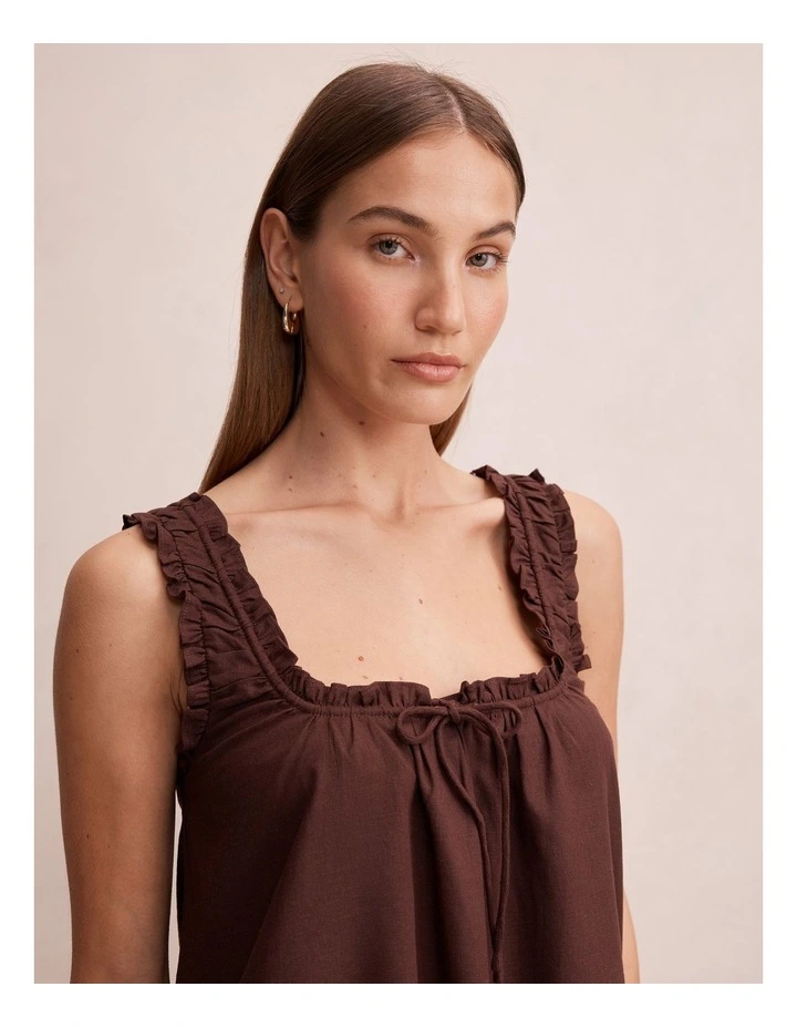 Vivi Shift Linen Mini Dress in Brown image 4
