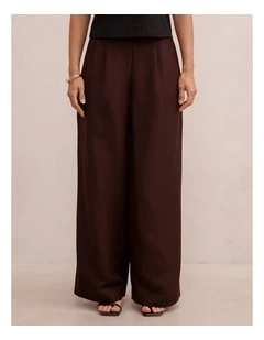 Eva Linen Wide Leg Pants in Brown