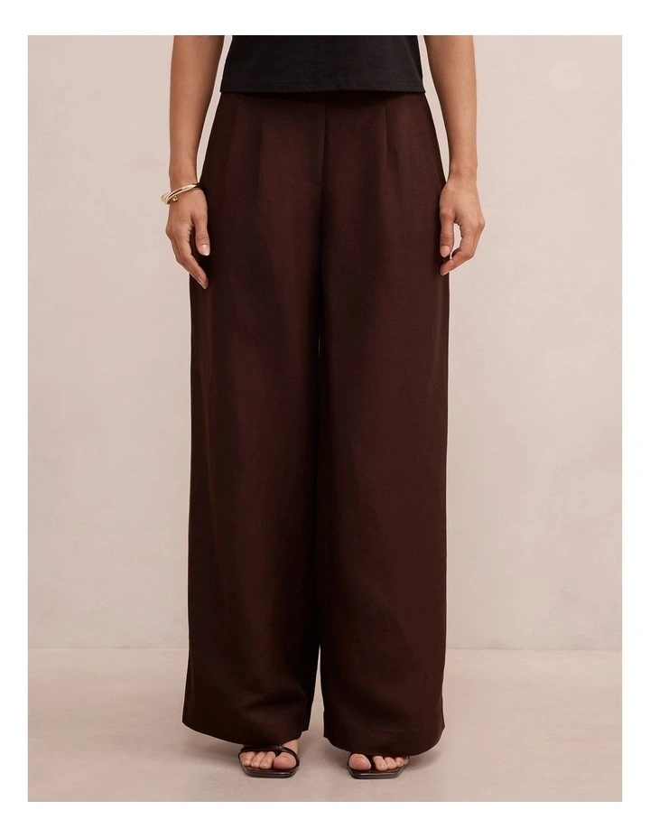 Eva Linen Wide Leg Pants in Brown image 1