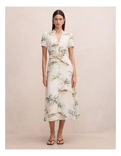Bree Printed Shirt Midi Dress in Multi