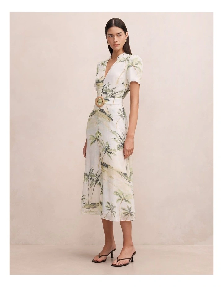 Bree Printed Shirt Midi Dress in Multi image 3