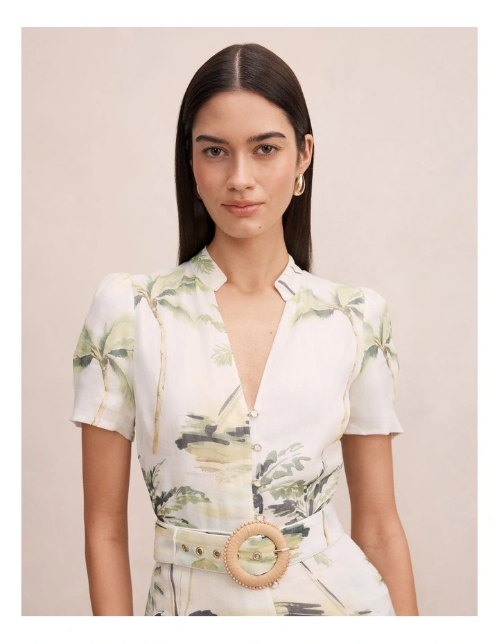 Bree Printed Shirt Midi Dress in Multi image 4