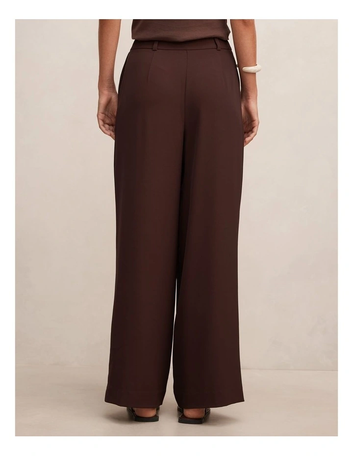 Annabelle Pleated Wide Leg Pants in Chocolate image 2