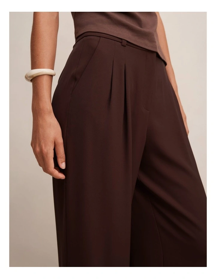 Annabelle Pleated Wide Leg Pants in Chocolate image 4