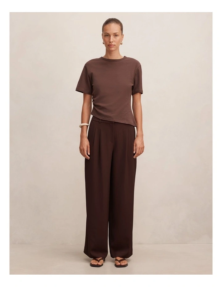 Annabelle Pleated Wide Leg Pants in Chocolate image 5
