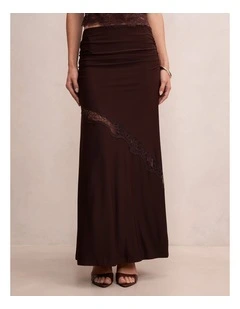 Quinn Lace Maxi Skirt in Brown