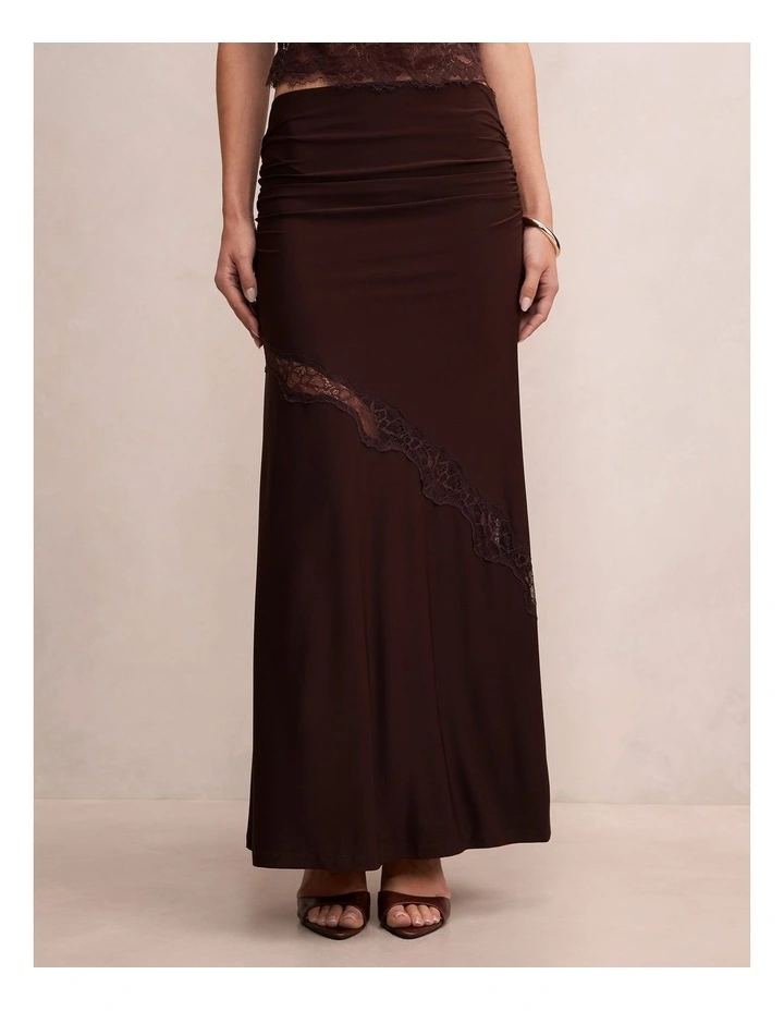 Quinn Lace Maxi Skirt in Brown image 1