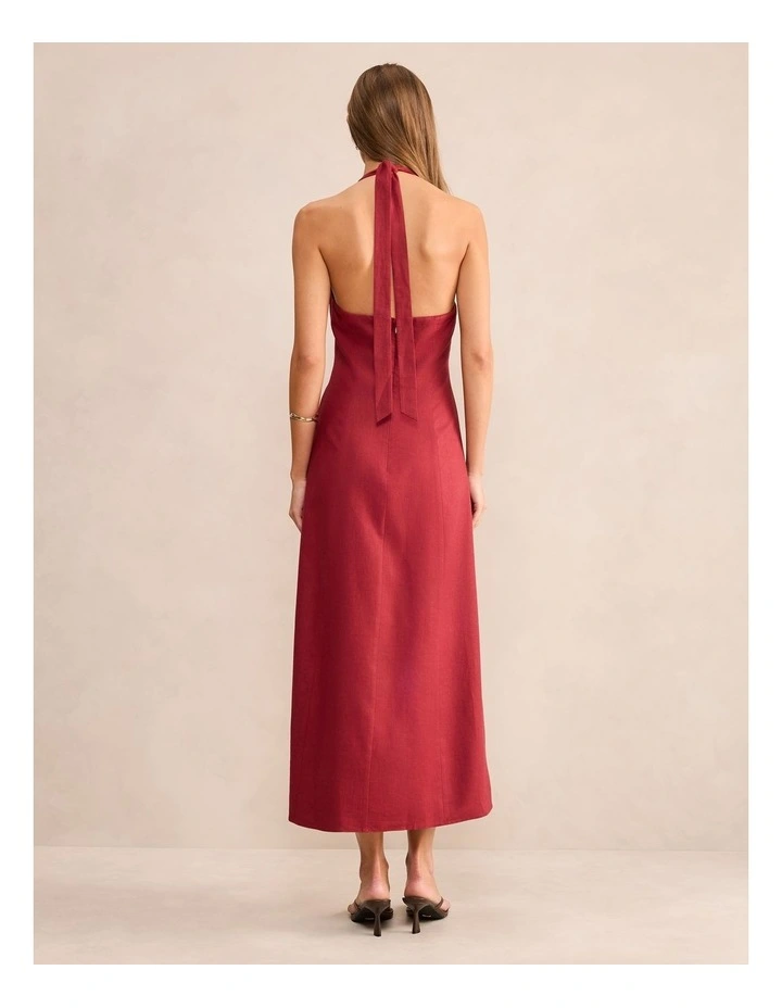 Ina Button Down Midi Dress in Red image 2