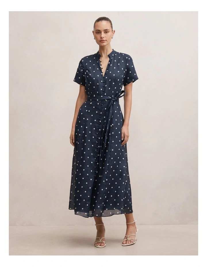 Therese Short Sleeves Midi Dress in Blue image 1