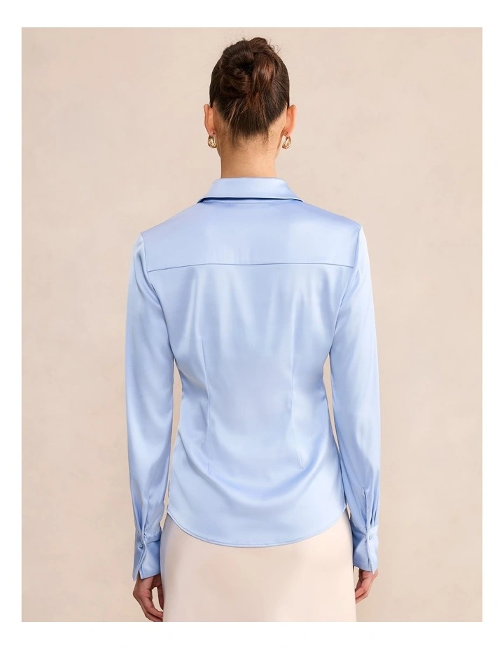 Gigi Exposed Placket Shirt in Blue image 2