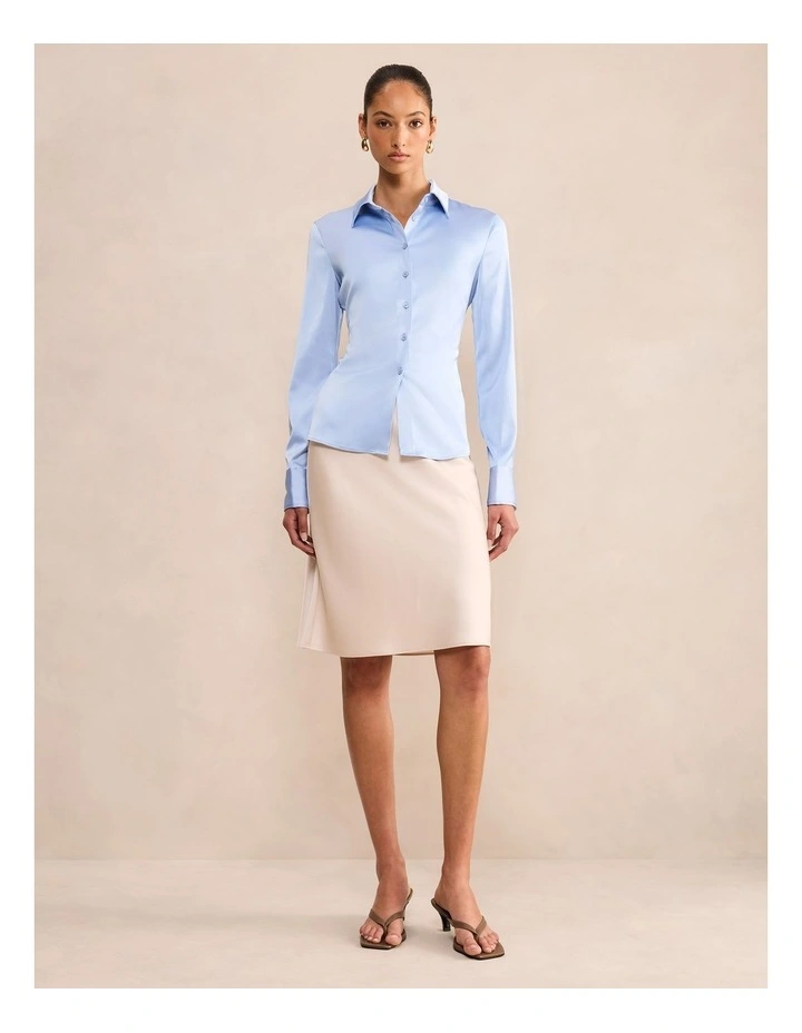 Gigi Exposed Placket Shirt in Blue image 5