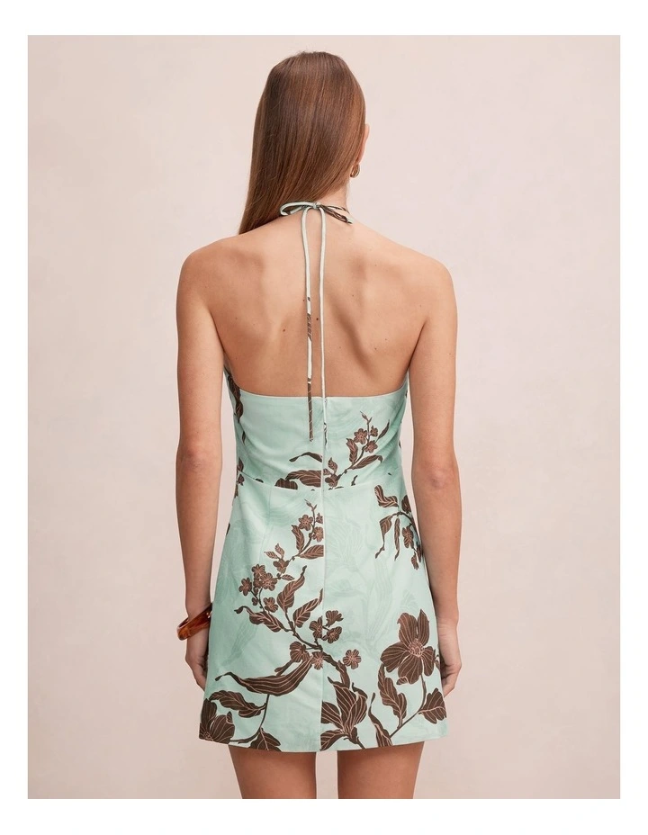 Abigail Halter Neck Tie Back Mini Dress in Multi image 2