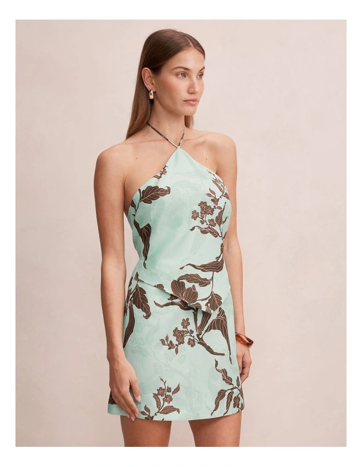 Abigail Halter Neck Tie Back Mini Dress in Multi image 3