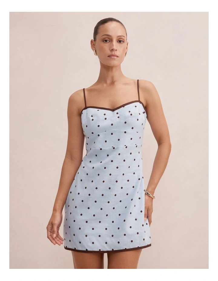 Jenny Piped Mini Dress in Blue image 1