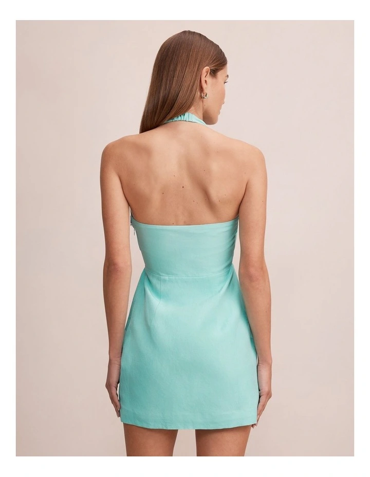 Shayla Hardware Halter Neck Mini Dress in Blue image 2
