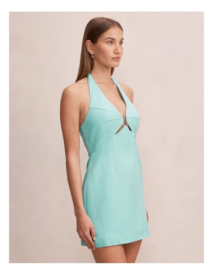 Shayla Hardware Halter Neck Mini Dress in Blue image 3