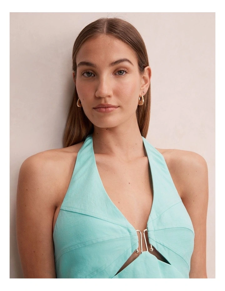 Shayla Hardware Halter Neck Mini Dress in Blue image 4